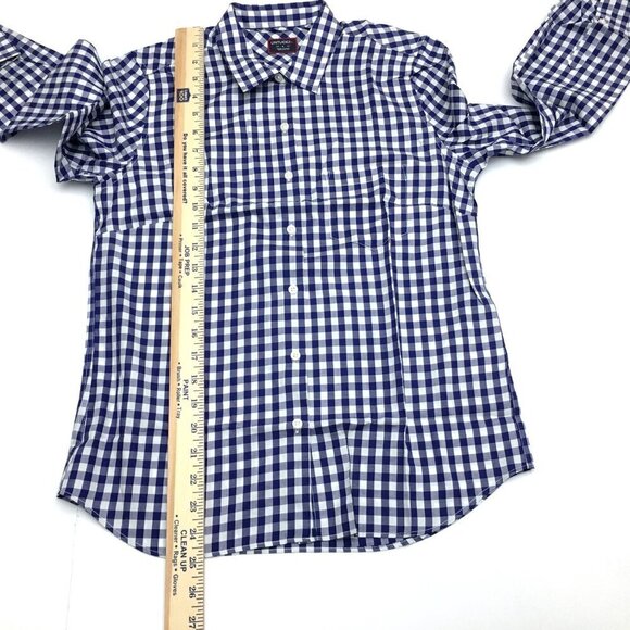 New UNTUCKit Women's Shirt Navy Blue & White Gingham Belleza Button Up size 4 - Picture 6 of 8